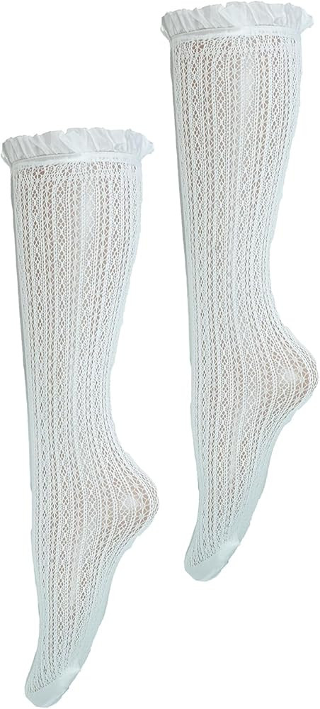 CAT KO Women Lace Knee High Socks Cute Bow Calf Socks Princess Girls socks for Lolita Student | Amazon (US)