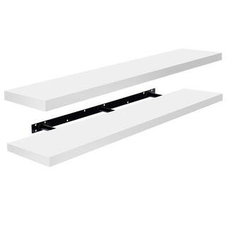 Floating Shelves for Wall - Extra-Long Shelves (2 Pack), 55 in. W x 9.25 in. D White Composite Decorative Wall Shelf | The Home Depot