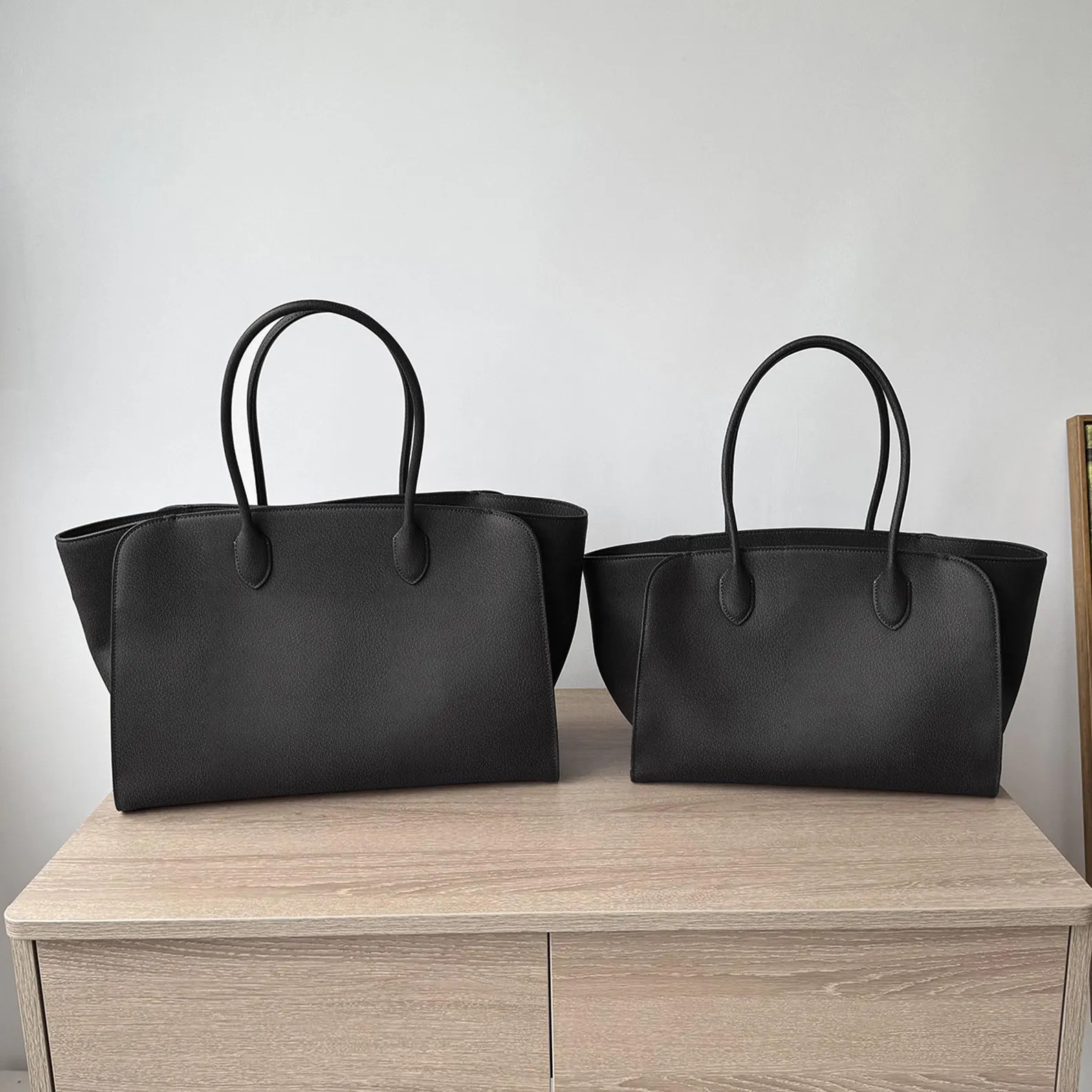 Large Leather Handbag, Genuine Leather Tote Bag, Minimal Design Top Handle Bag - Etsy | Etsy (US)