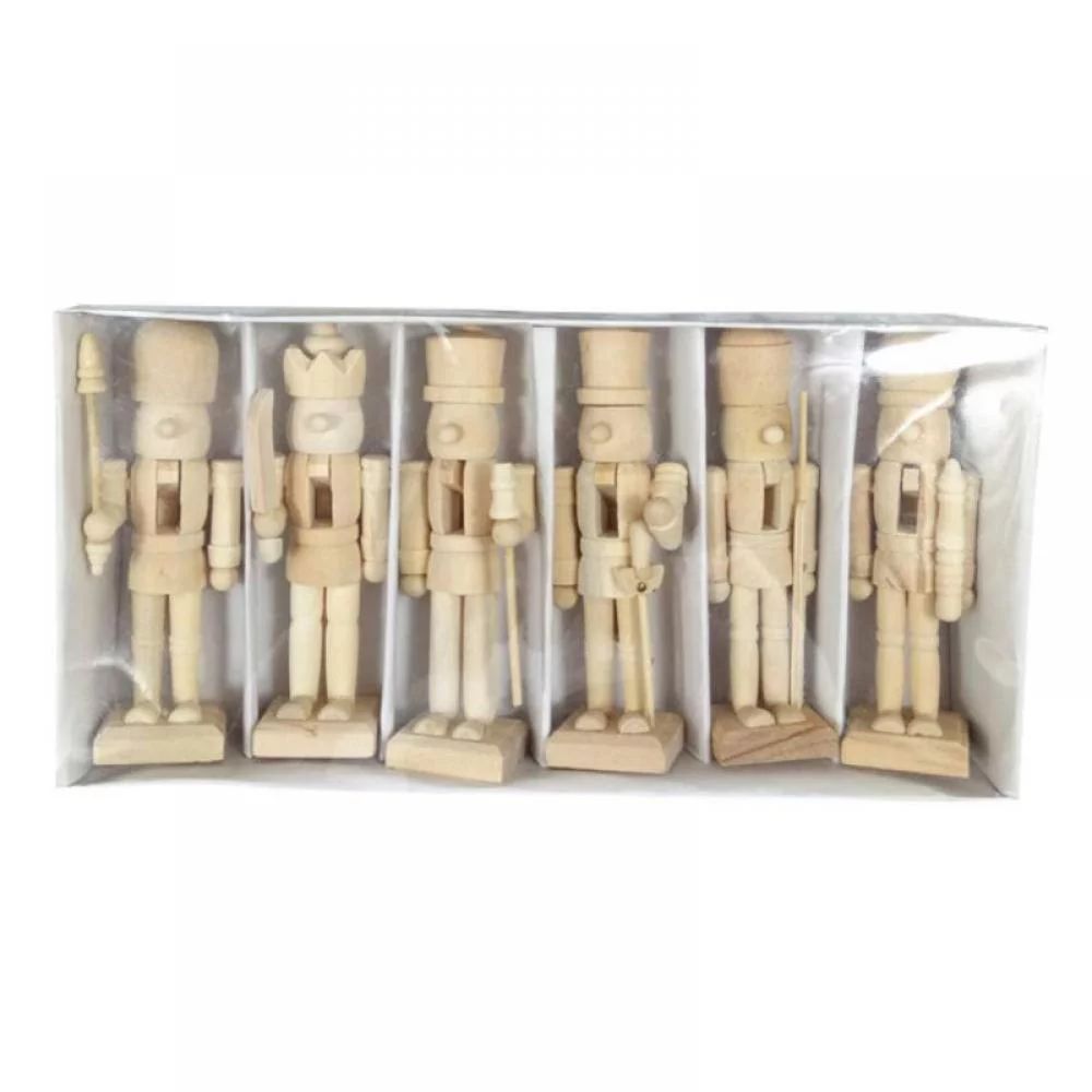 Set of 6 Unfinished Wood Nutcracker Ornaments Unpainted Wooden Figurines,Christmas Wooden Unfinis... | Walmart (US)