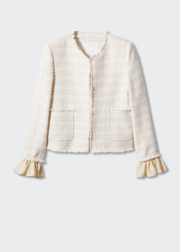 Tweed jacket with ruffled cuffs | MANGO (US)