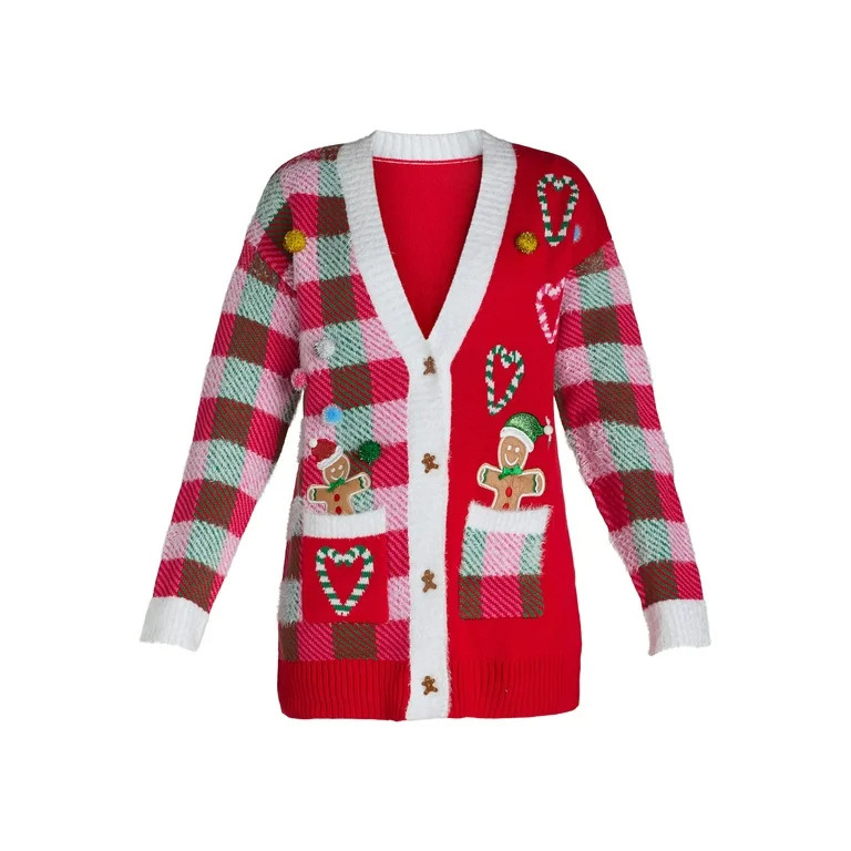 Holiday Time Embellished Cardigan Sweater, Women's, Sizes XS-XXXL | Walmart (US)