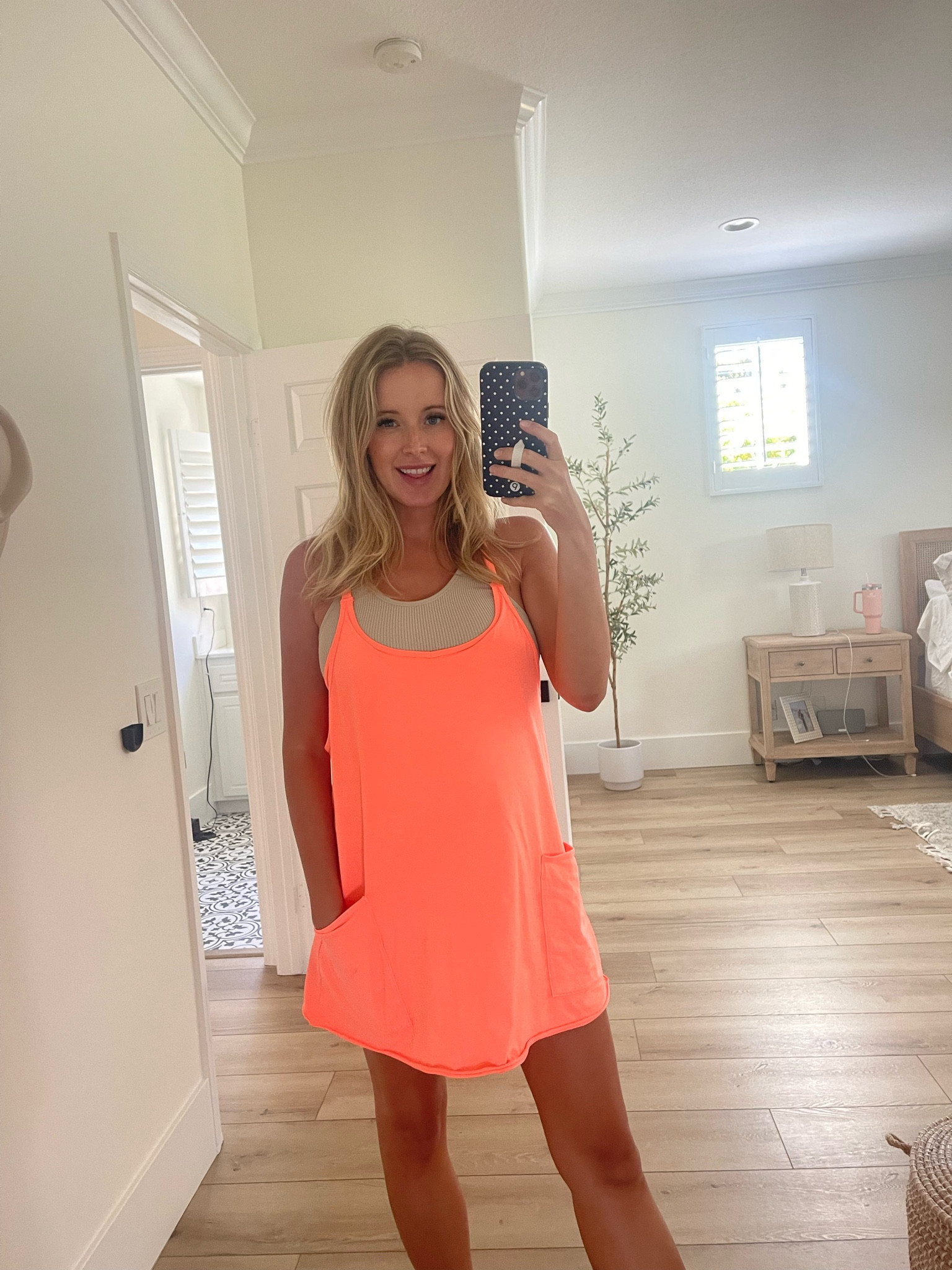 Maternity friendly free people hot shot dress. Bought in my normal size small. Will fit throughout my entire pregnancy. Currently 26 weeks in photo 

Crop tank top did size up to a medium for extra coverage 

#LTKbump #LTKunder50