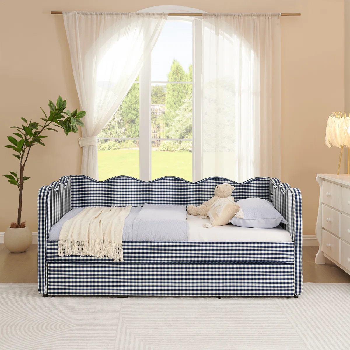 Cozy Gingham Daybed with Trundle | Wayfair North America