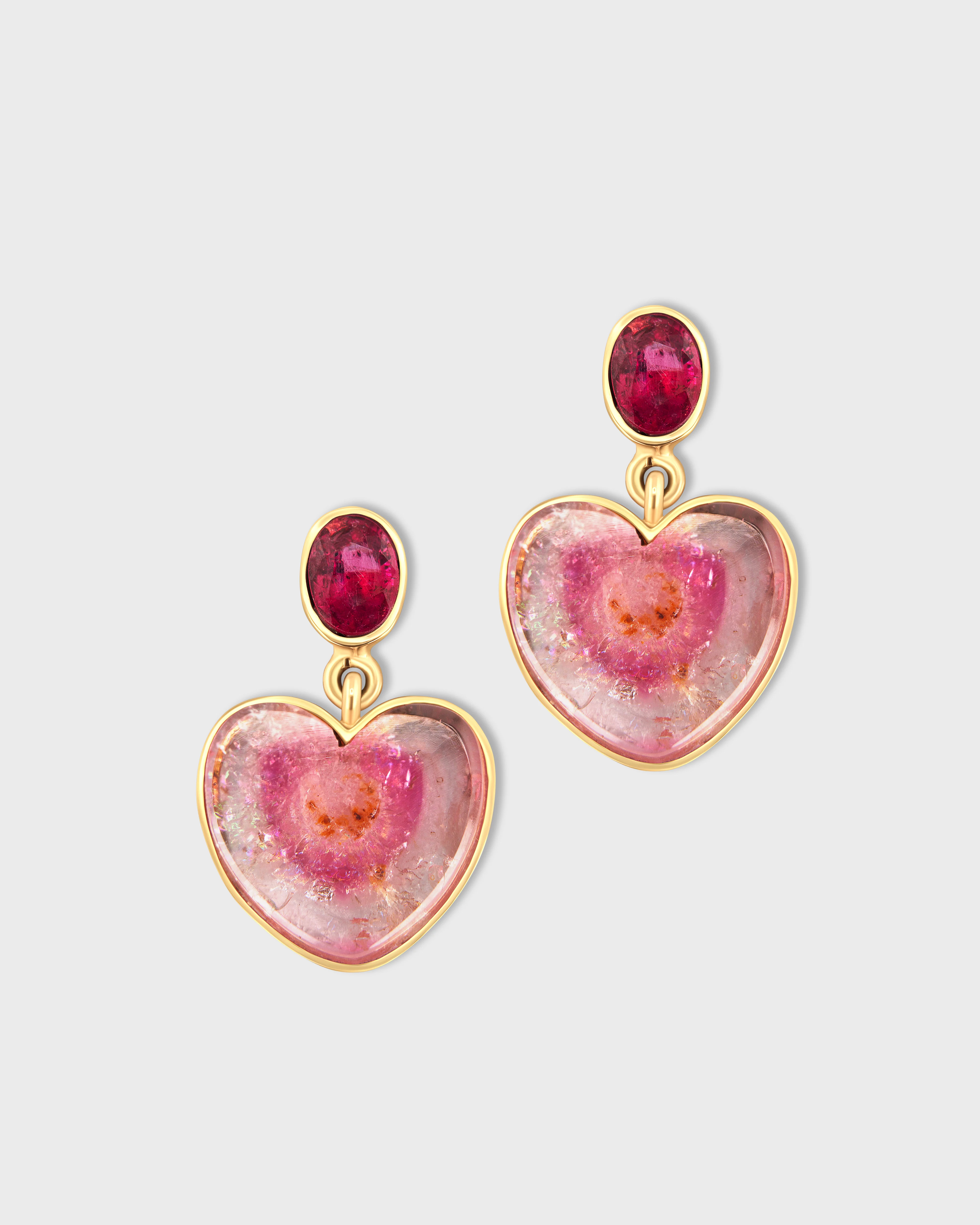 Love Ruby Tourmaline Heart Earrings | JIA JIA