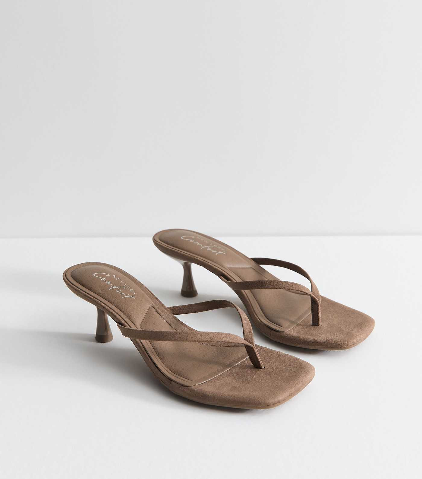 Light Brown Faux Suede Toe Post Mule Sandals | New Look | New Look (UK)