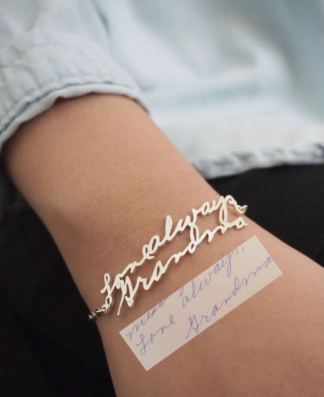 Handwriting Bracelet • Custom Actual Handwriting Jewelry • Signature Bracelet • Memorial Pe... | Etsy (US)