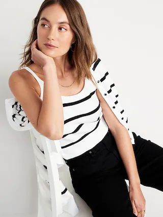 Striped Cozy Cropped Cardigan Sweater for Women | Old Navy (US)