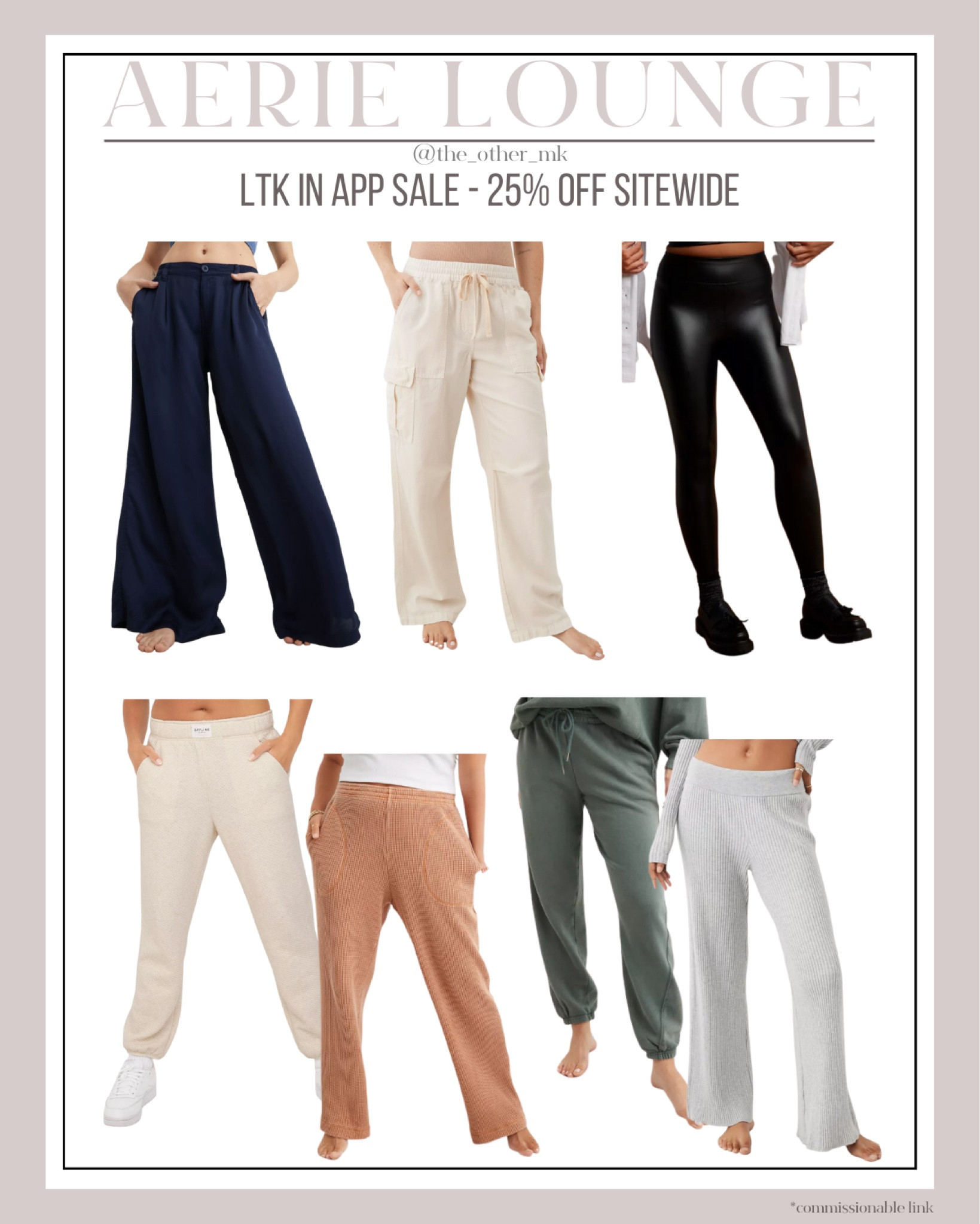LTK sale - aerie sale - cargo pants - lounge pants - waffle knit - joggers - fall outfit - midsize lounge - leather leggings - trousers 

#LTKSale #LTKstyletip #LTKsalealert