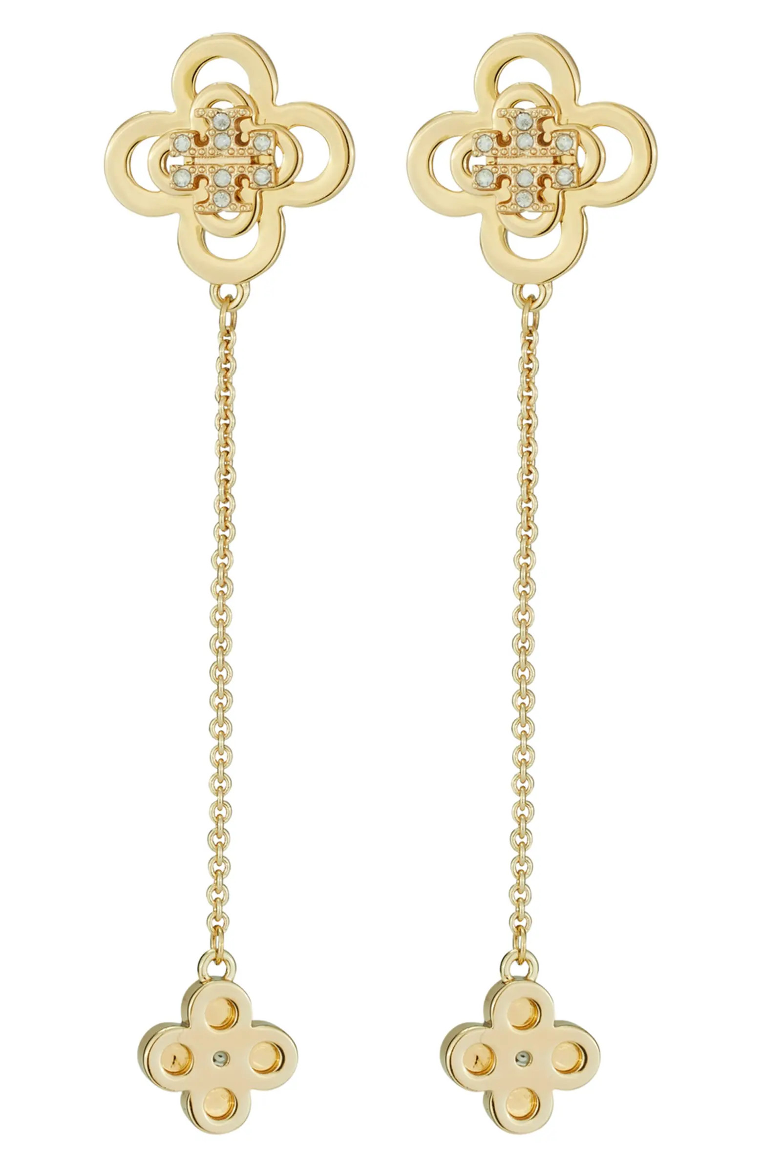 Tory Burch Kira Clover Front/Back Drop Earrings | Nordstrom | Nordstrom