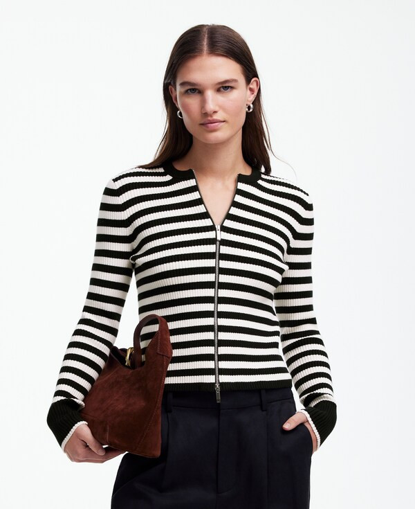 Zip-Front Cardigan in Stripe | Madewell