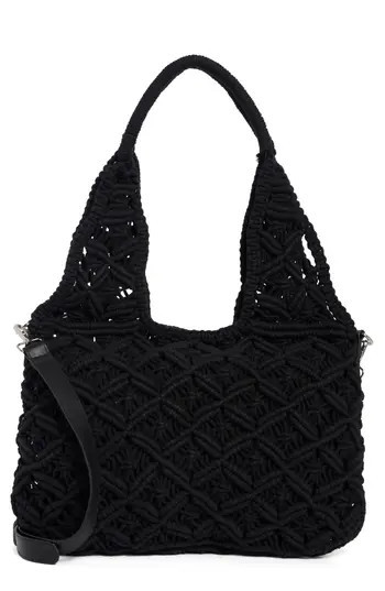 Collection XIIX Large Macramé Tote Bag in Black at Nordstrom Rack | Nordstrom Rack