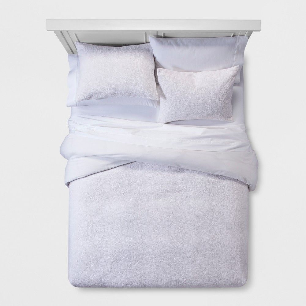 White Matelasse Duvet Cover Set (King) - Threshold | Target