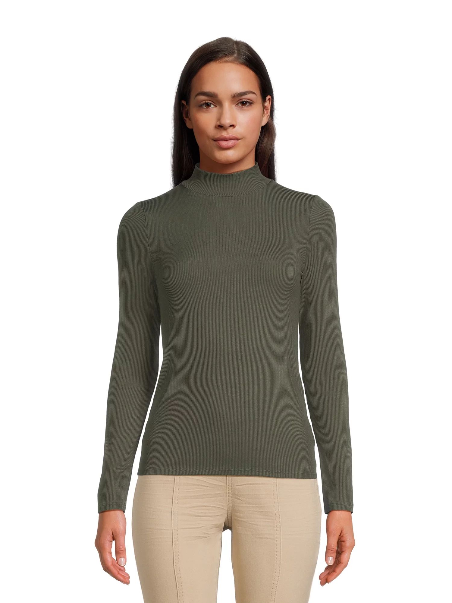 No Boundaries Women's Juniors Long Sleeve Mock Neck Top, Sizes XS-3XL - Walmart.com | Walmart (US)