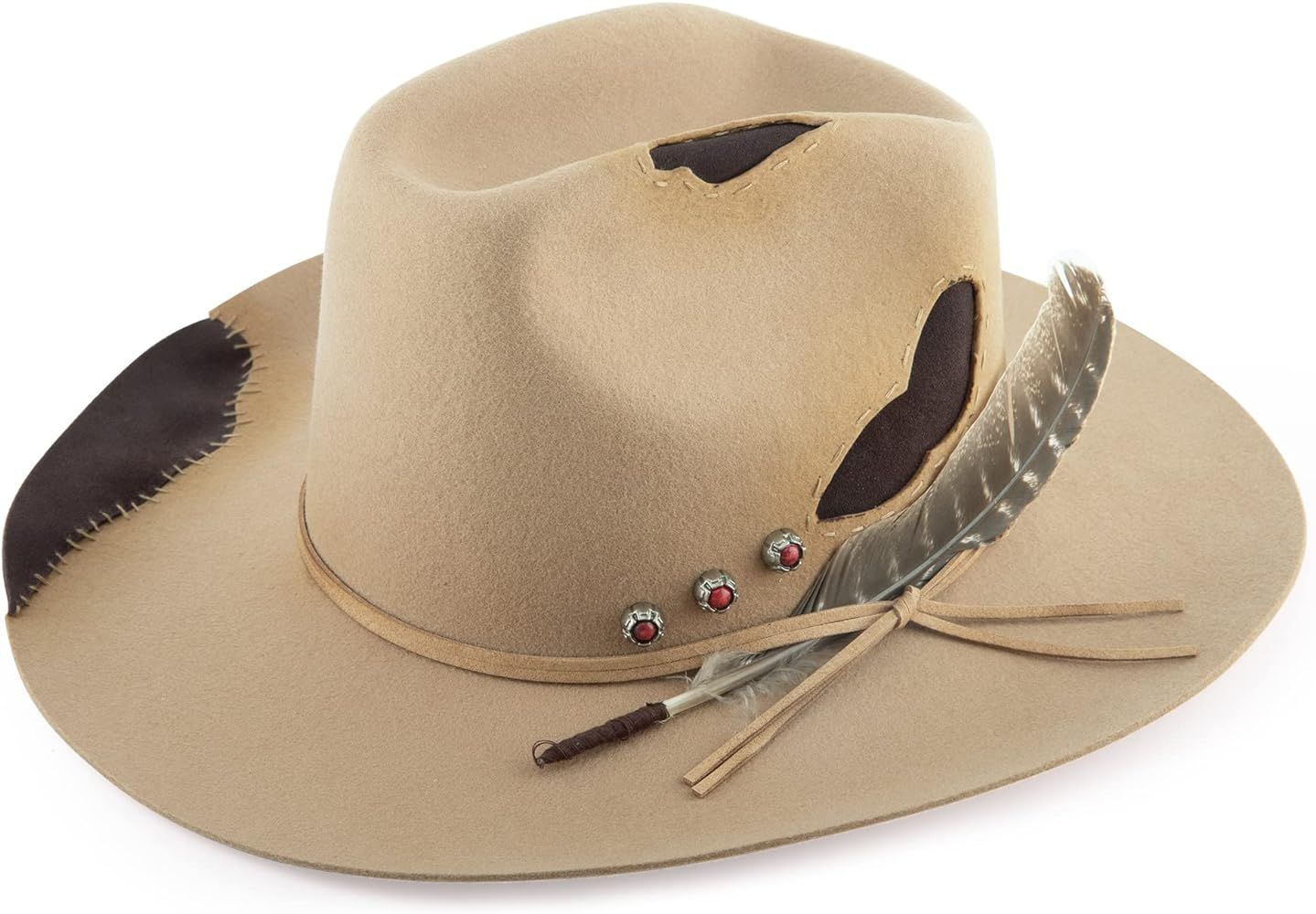 Vintage Cowboy Hat for Women 100% Australian Wool Cowgirl Hat Wide Brim Cattleman Western Hats wi... | Amazon (US)