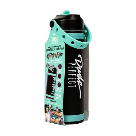 Dude Perfect Water Bottle, Silicone Handle, Double Wall Insulation and Leak-Proof Lid, 24 oz Capacity, Black | Walmart (US)