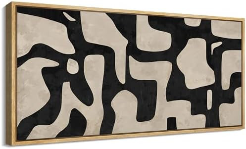 MUDECOR Extra Large Framed Canvas Print Wall Art Abstract Contours Black and White Illustrations ... | Amazon (US)