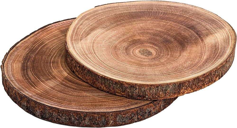 Nicunom 2 Pack Natural Wood Slice, Large 9"-10"/11"-12" Unfinished Rustic Wood Slices Cheese Serv... | Amazon (US)