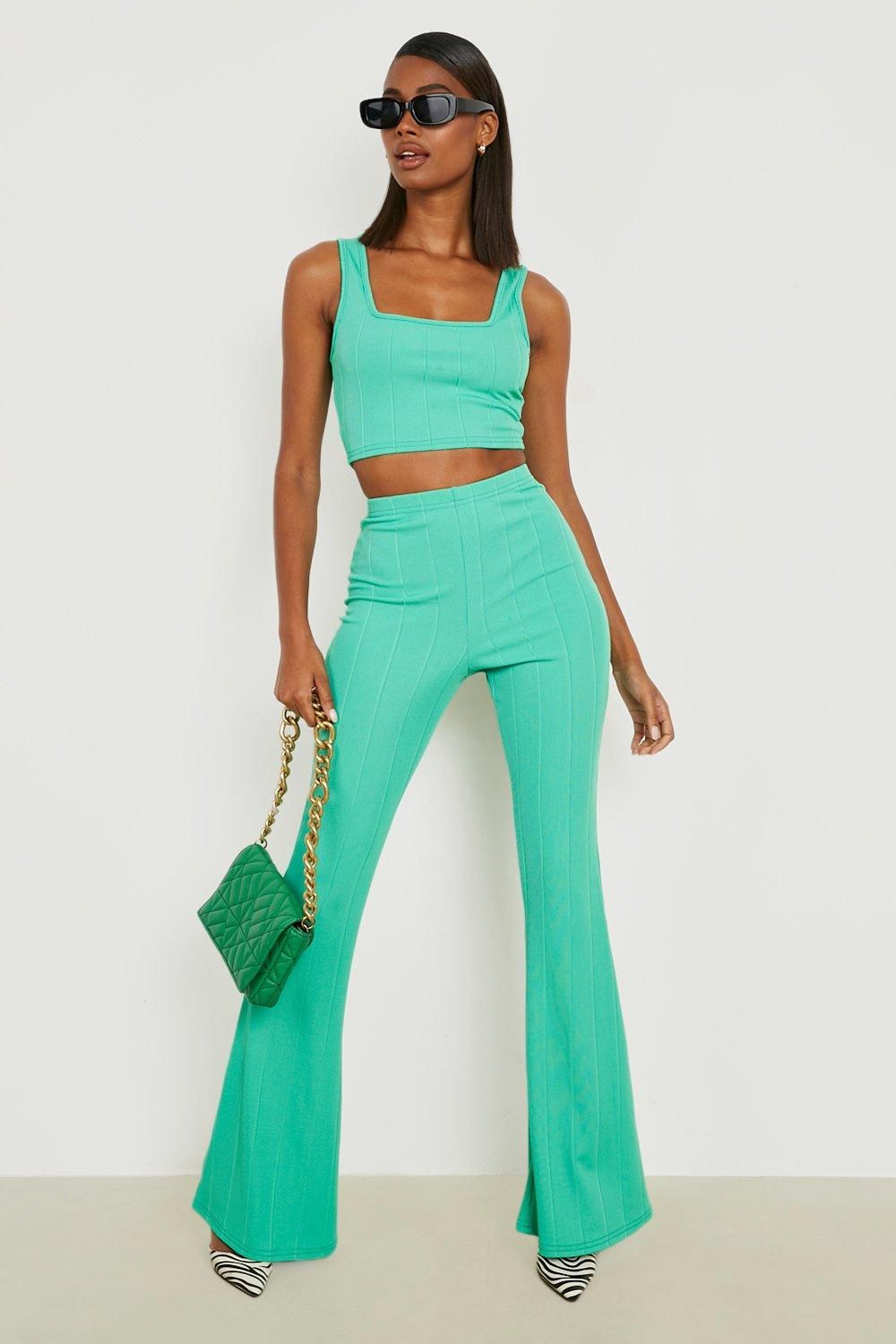 Bandage Scoop Neck Crop Top & Flared Trousers | Boohoo.com (US & CA)