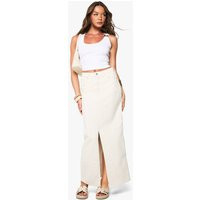 Womens Denim Split Front Maxi Skirt - Cream - 6 | boohoo (US & Canada)