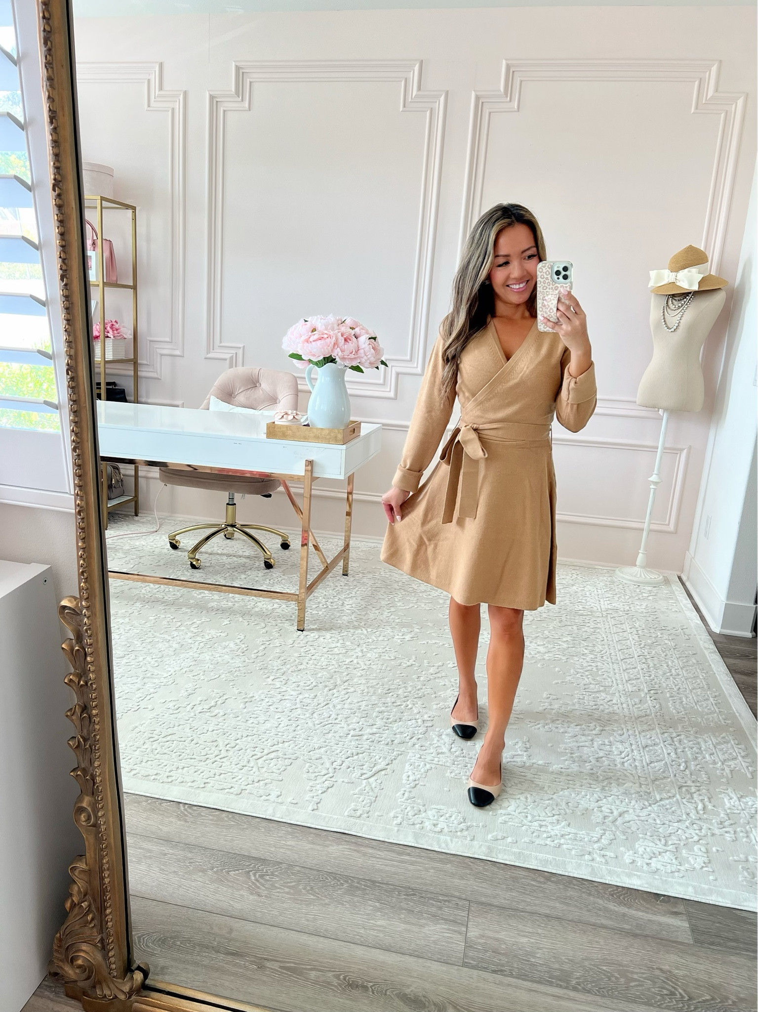 camel wrap sweater dress - size XS

cap toe flats - size 5 runs true to size 

#nsale #nordstrom  

#LTKunder50 #LTKunder100 #LTKxNSale