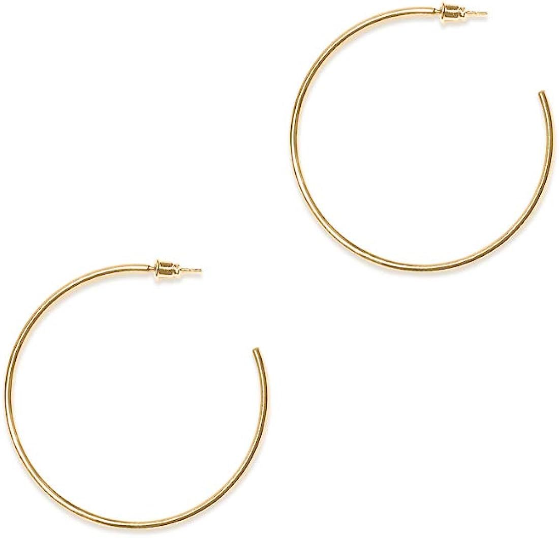 ESMATOO Gold Hoop Earrings for Women - Plated Gold 20mm/30mm/40mm/60mm Lightweight Thin Hoop Earr... | Amazon (US)