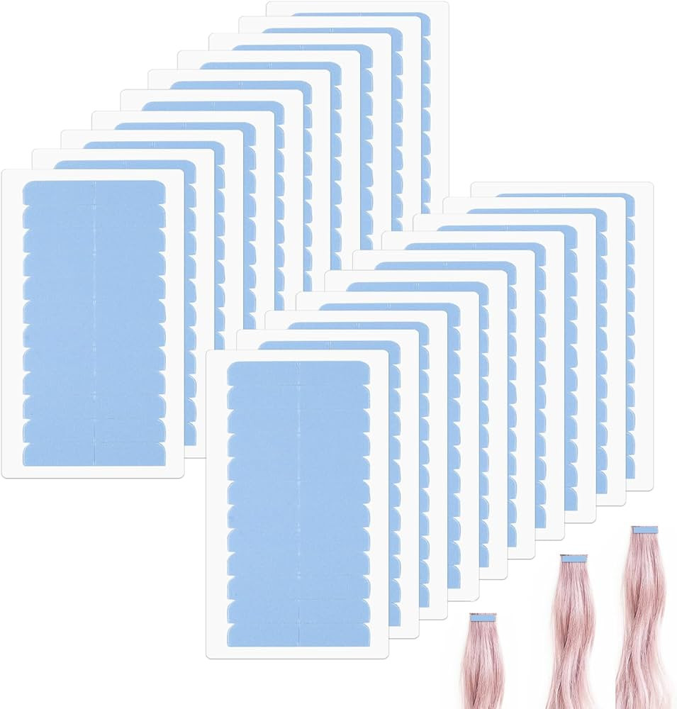 240pcs Beauty Tools Human Hair Tape Extension Replacement, Double Sided Wig Tape (Blue) | Amazon (US)