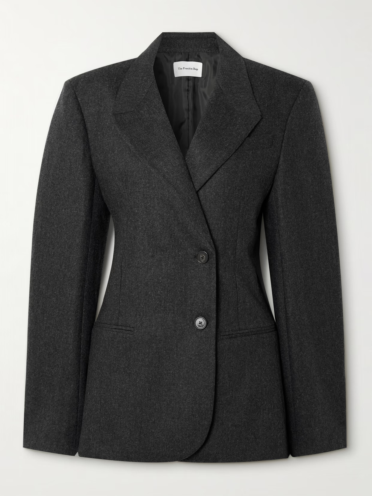 The Frankie Shop - Morrison Asymmetric Wool-blend Blazer - Gray | NET-A-PORTER (US)