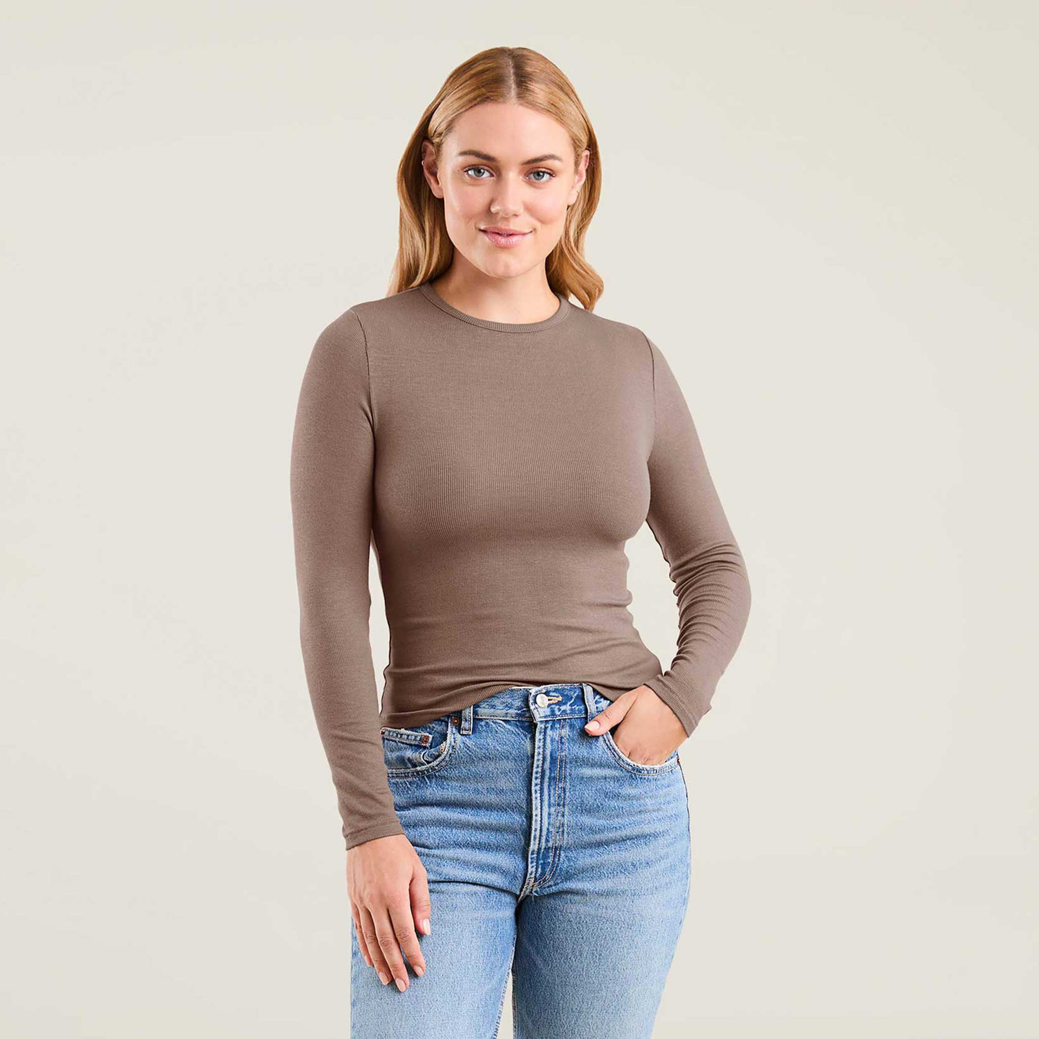 Slinky Rib Shirt | Mocha | nuuds