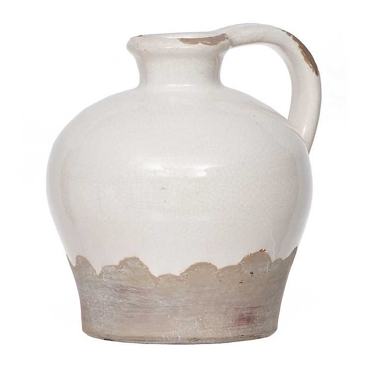 Distressed White Vase with Handle | Kirkland's Home