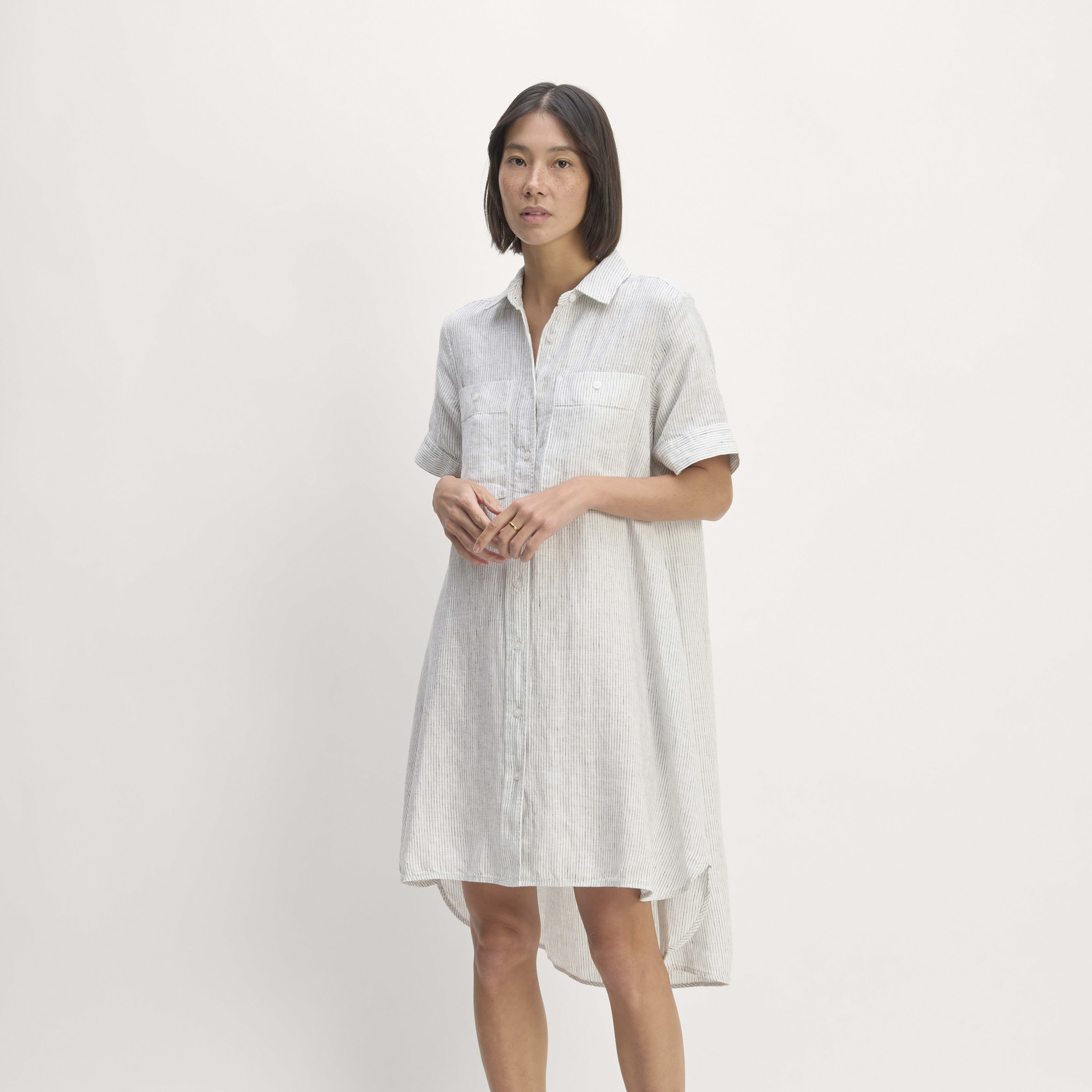 Women's Daytripper Dress in Linen by Everlane in White/Black, Size XL | Everlane