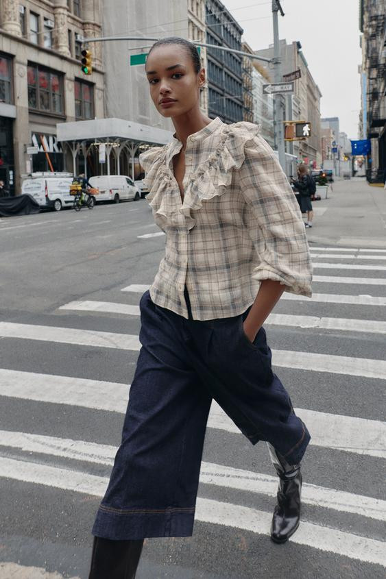 RUFFLED PLAID SHIRT | Zara US