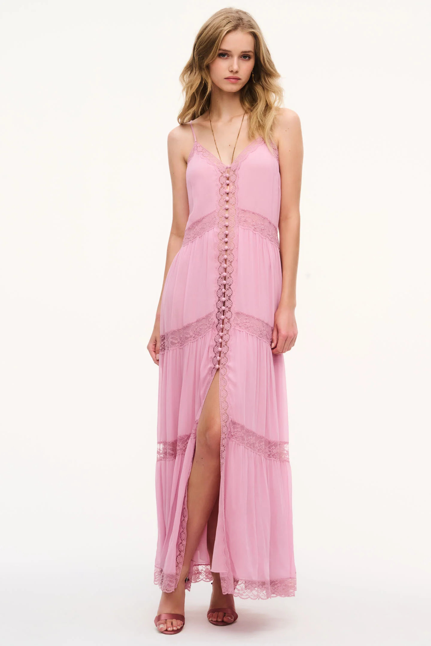 Slovenia Chiffon Lace Maxi Dress | LoveShackFancy