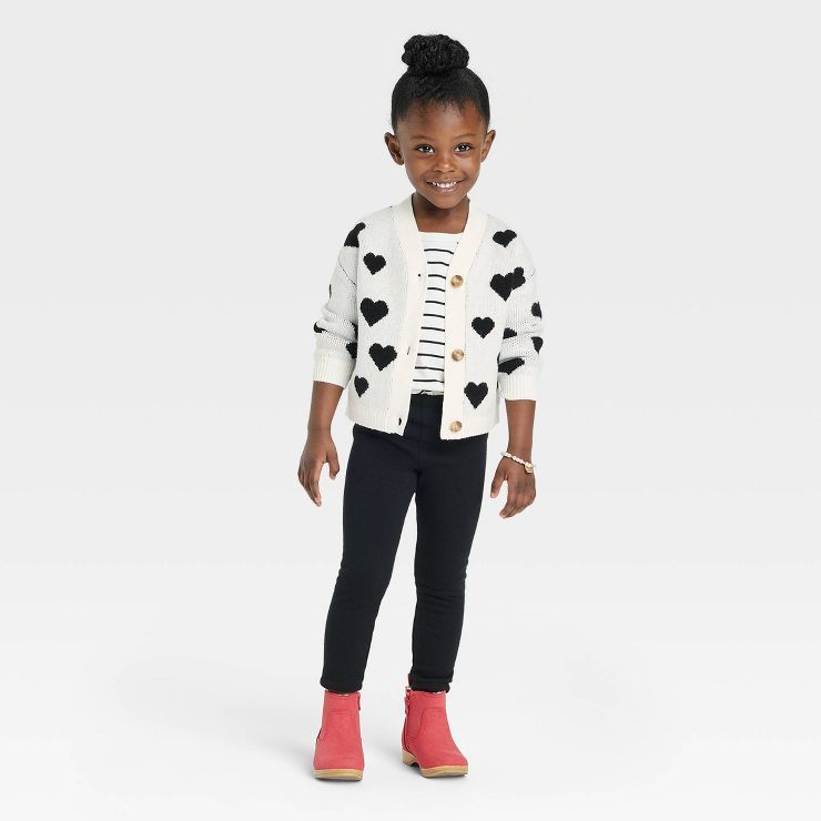 Toddler Heart Long Sleeve V-Neck Cardigan - Cat & Jack™ Cream | Target