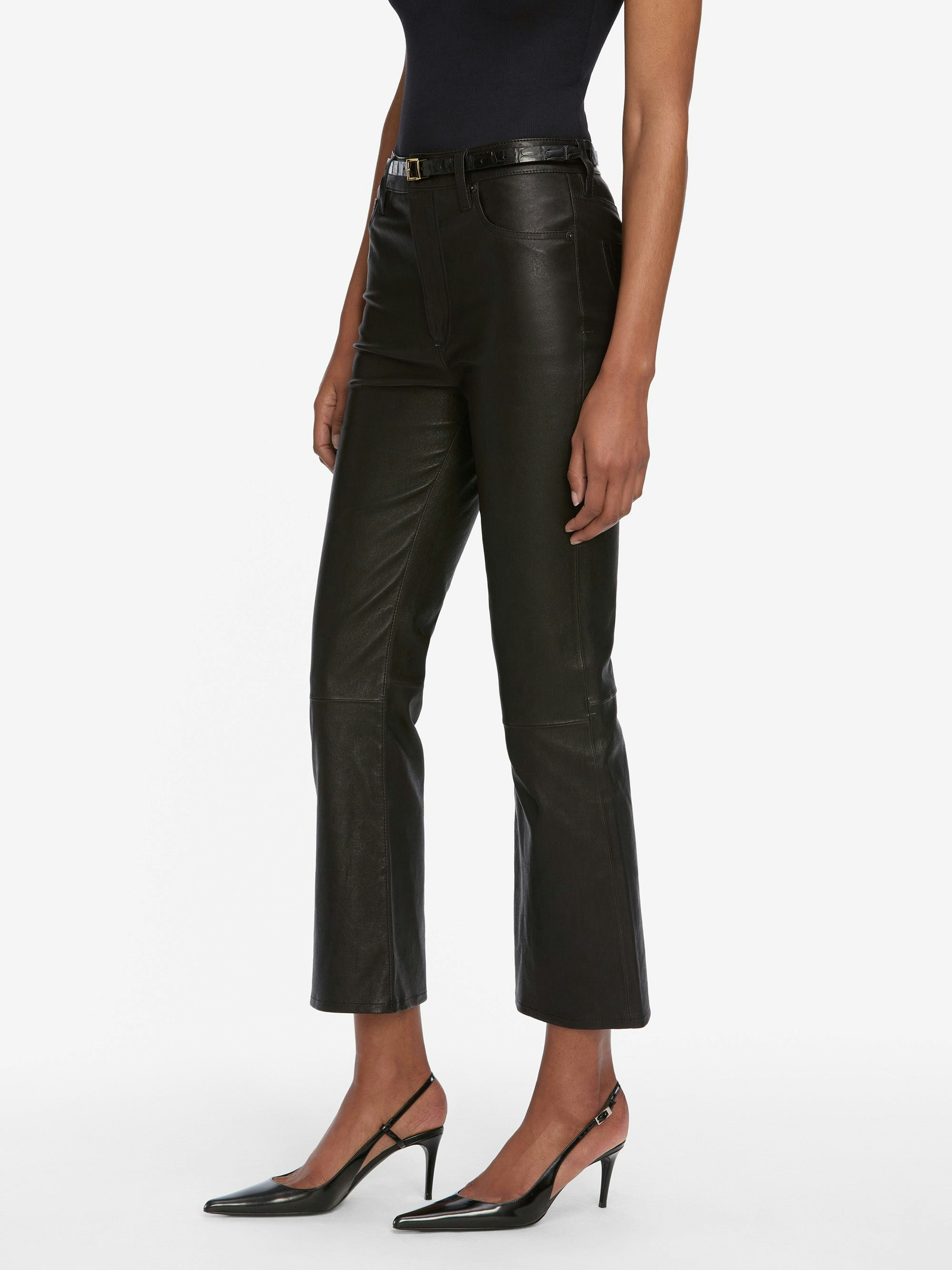 The Leather Reboot Crop -- Black | Frame Denim