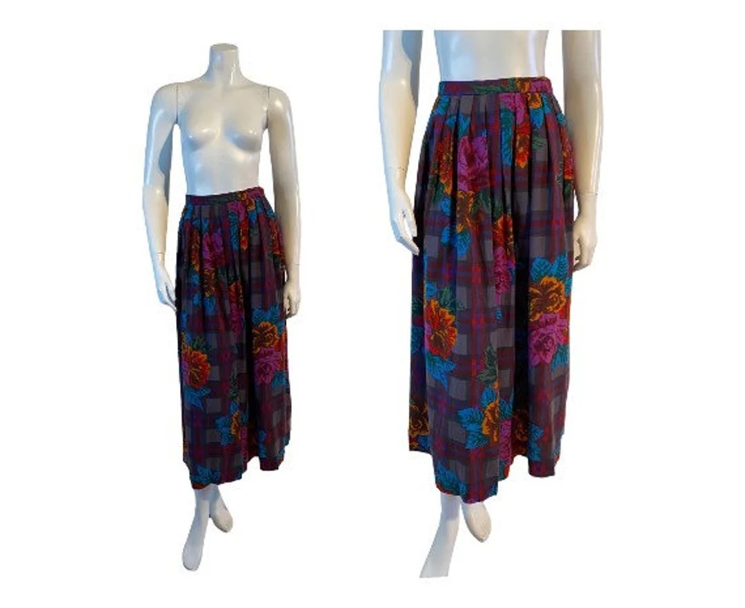 Vintage Floral Skirt / 1980s / Miss O by Oscar De La Renta / - Etsy | Etsy (US)