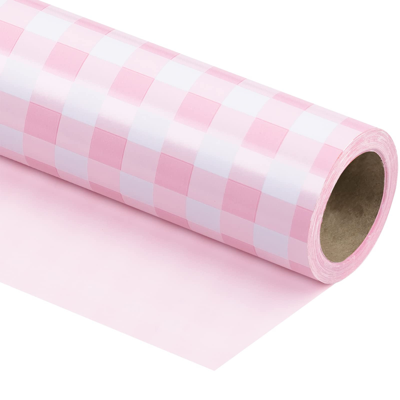 WRAPAHOLIC Reversible Wrapping Paper - Mini Roll - 17 Inch X 33 Feet - Blue and White Plaid Desig... | Amazon (US)