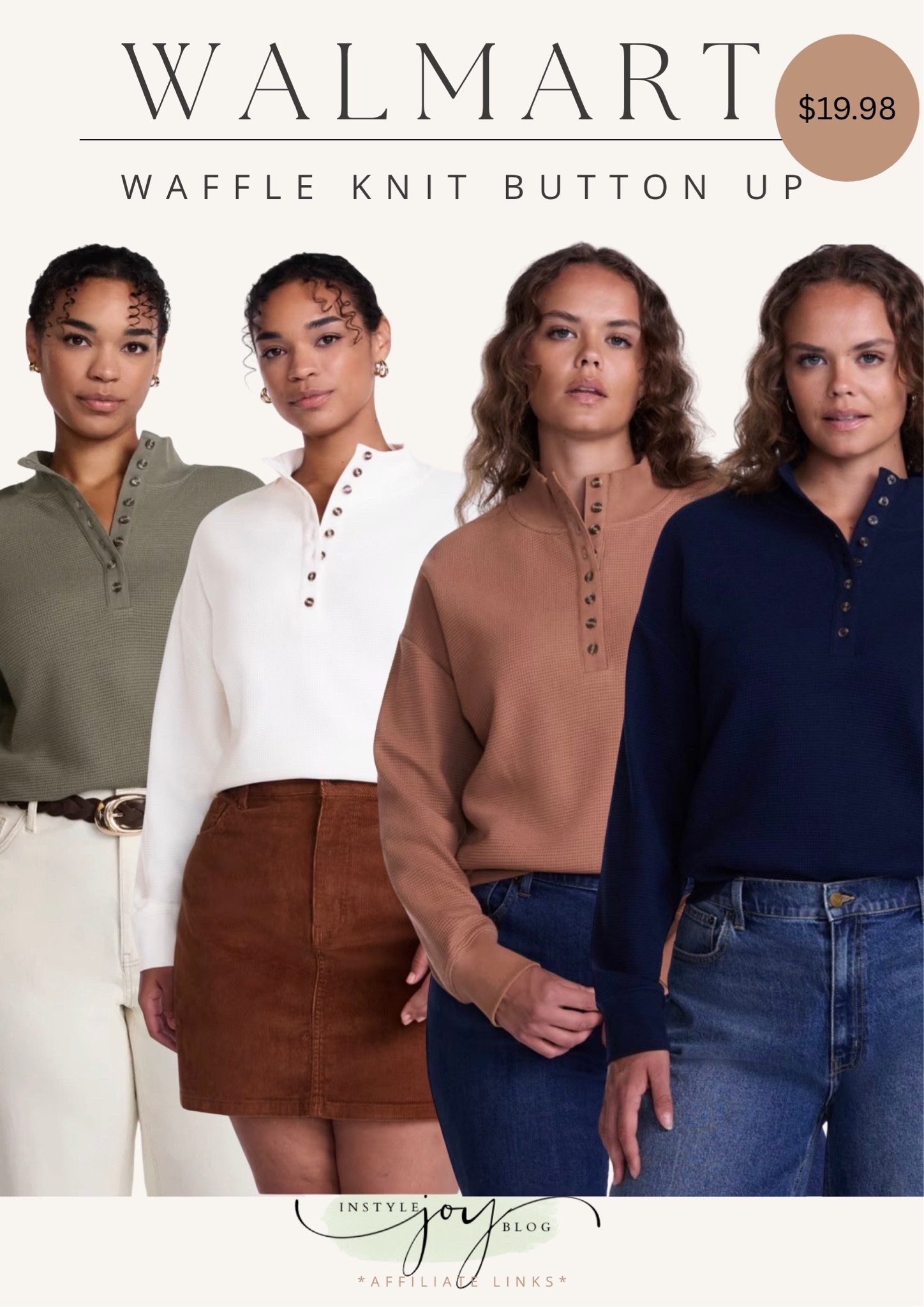 Walmart✨ Scenario Women's and Women's Plus Waffle Knit Button Top with Long Sleeves, Sizes XS-4X

#LTKgrwm #LTKWorkwear #LTKootd