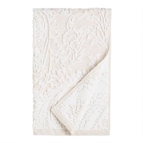 Ivory Linen Blend Paisley Alexandra Hand Towel | World Market
