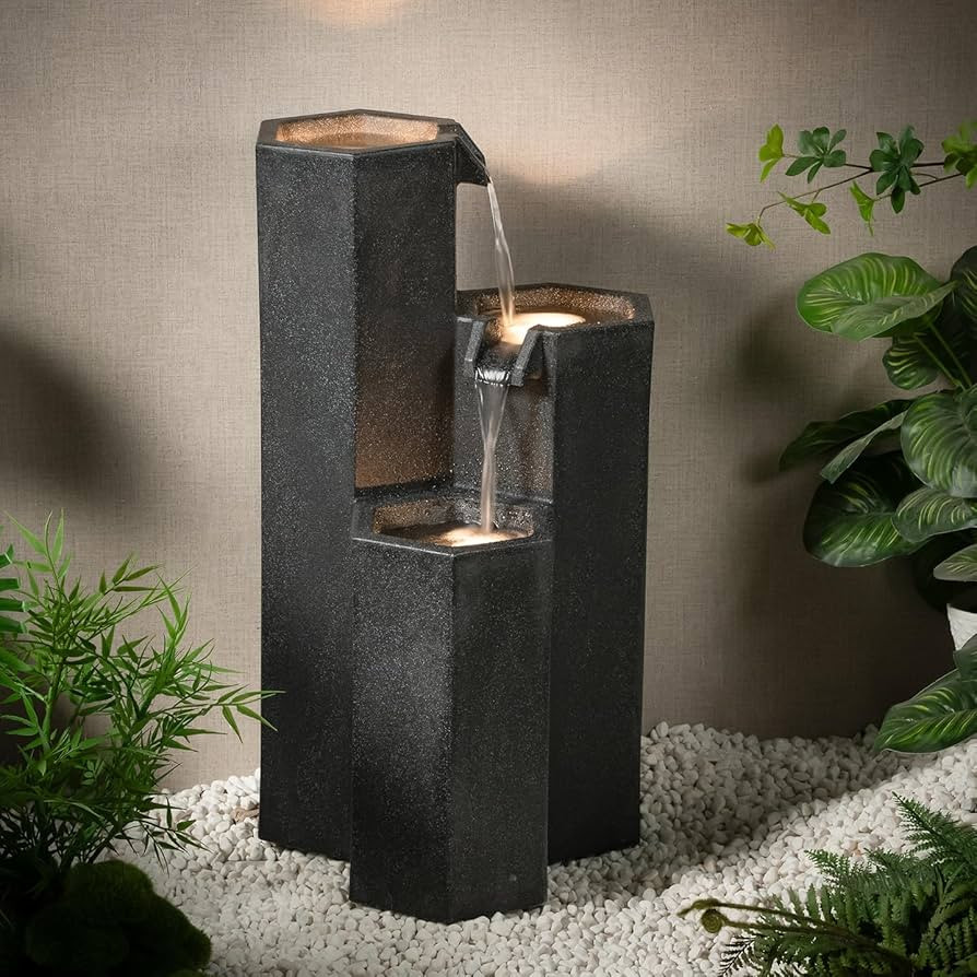 27.95" H Outdoor Water Fountain Made with Eco-Friendly Recyclable Materials, Polyethylene Cascadi... | Amazon (US)