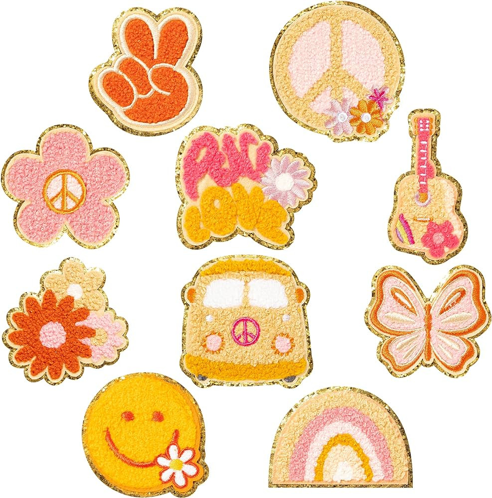 10Pcs Retro Chenille Iron on Patches, Kids Iron on Knee Patches Boho Repair Patches Kit Embroider... | Amazon (US)