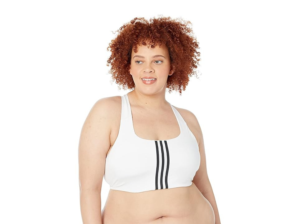 adidas Plus Size Training Medium Support Better 3-Stripes Bra Women's Lingerie White : 1X, Polyester/Spandex | Zappos