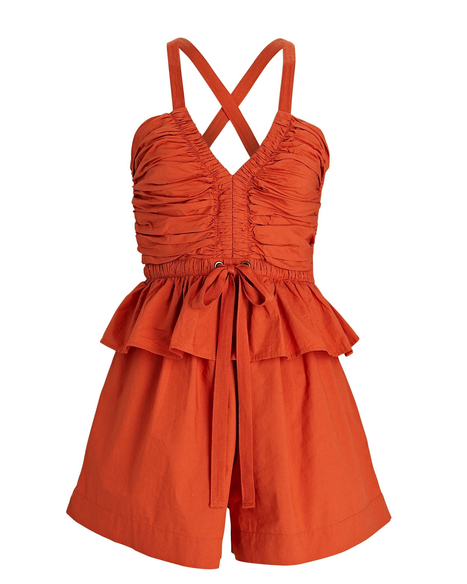 Marren Ruched Poplin Playsuit | INTERMIX