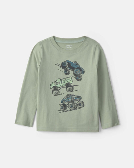 Toddler Boy Monster Truck Long-Sleeve Graphic Tee - Green | Carter's Inc