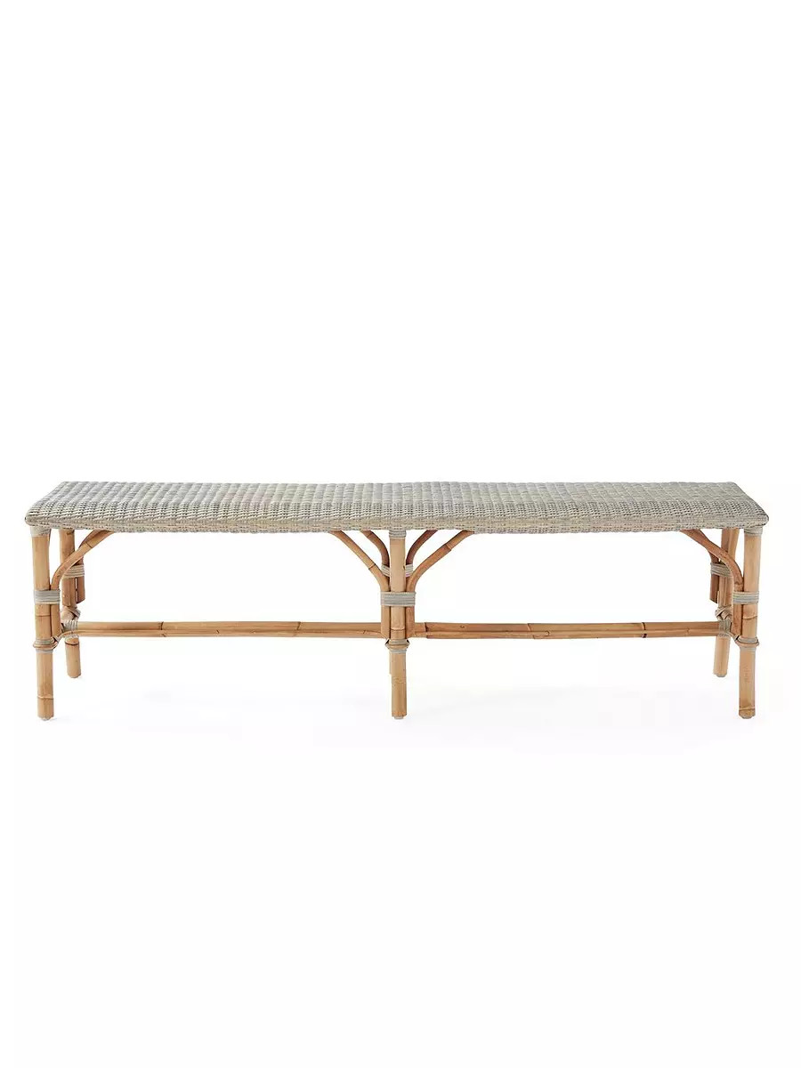 Sunwashed Riviera Rattan Backless Bench - Mist | Serena and Lily