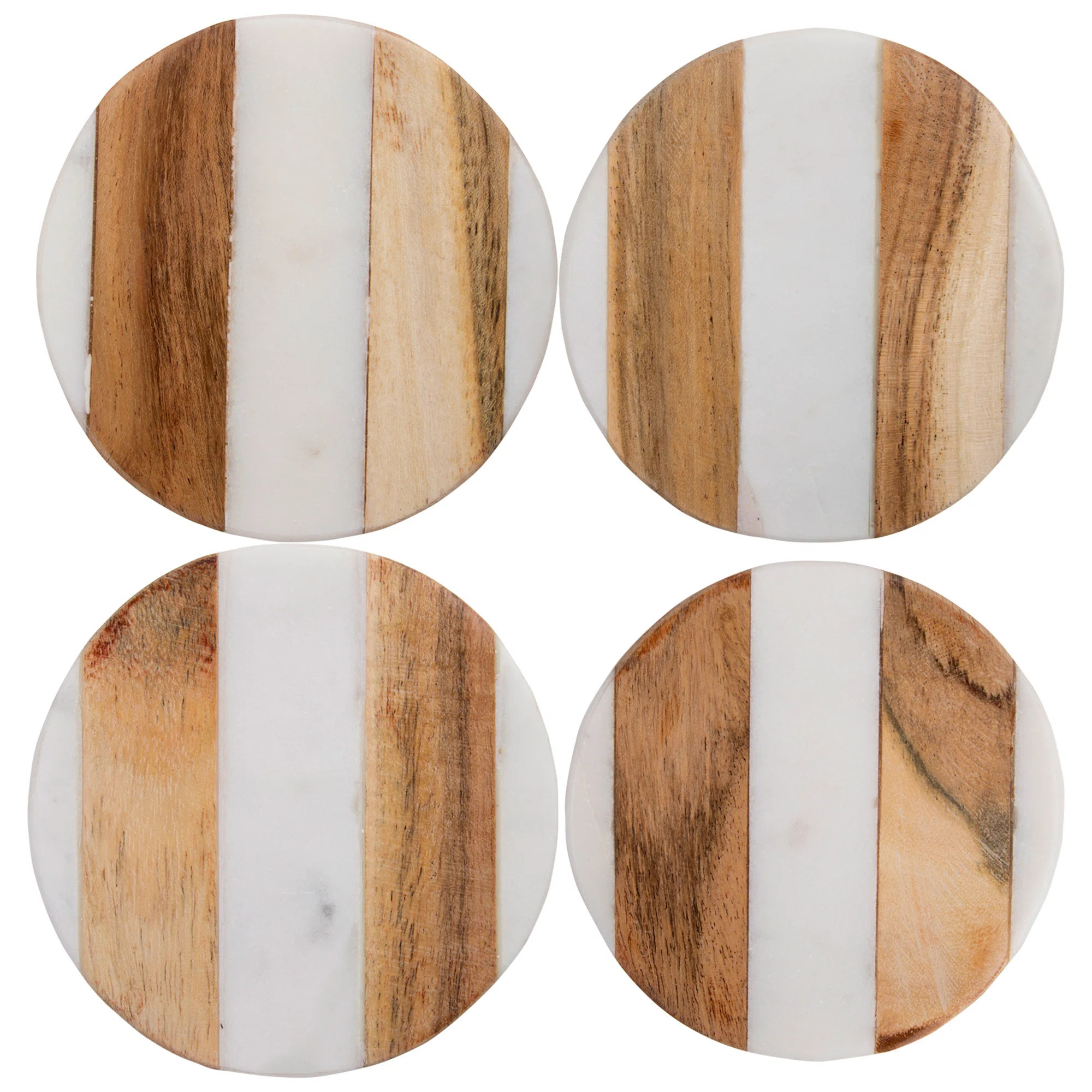 Wade Logan® Latosia Wood Round 4 Piece Coaster Set & Reviews | Wayfair | Wayfair North America