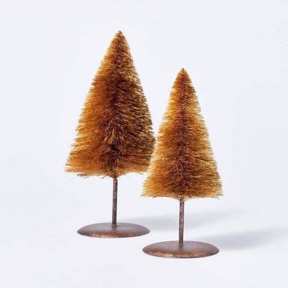 Set of 2 Natural Bottlebrush Trees - Threshold&#8482; designed with Studio McGee | Target