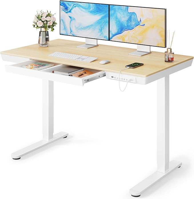 Marsail Electric Solid Standing Desk, 48 x 24 inch Standing Desk with Drawer, Height Adjustable D... | Amazon (US)