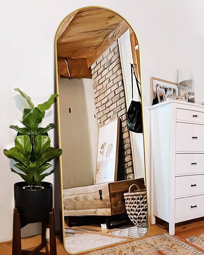 ITSRG Floor Mirror, Full Length Mirror with Stand, Arched Wall Mirror, Mirror Full Length, Gold F... | Amazon (US)