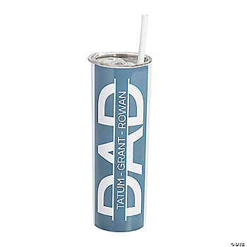20 oz. Personalized Father’s Day Reusable Stainless Steel Tumbler with Lid & Straw | Oriental Trading Company